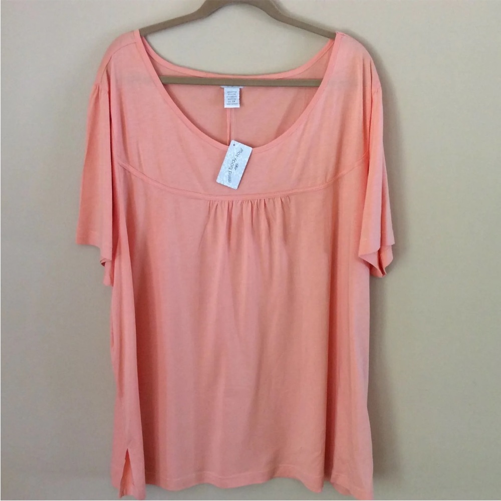 NWT Simply Me Women's Short Sleeve Top Size 3X Orange/Tangerine